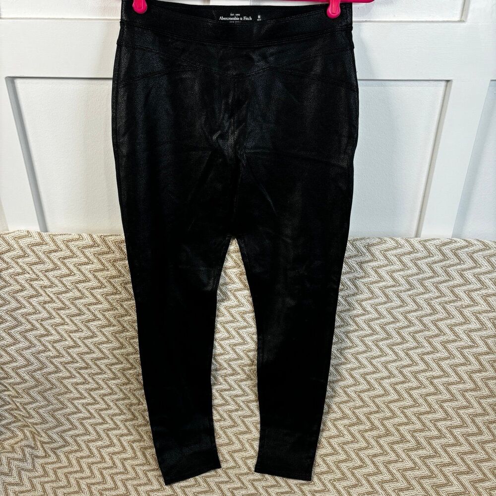 Abercrombie & Fitch Women's High Rise Pull On Faux Leather Leggings Black Medium